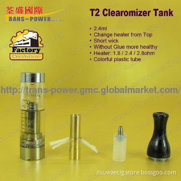 Newest design T2 tank no leakage ,no burn taste T2 clear atomizer for